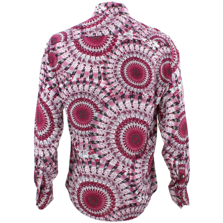 Tailored Fit Long Sleeve Shirt - Deep Red Concentric Rings