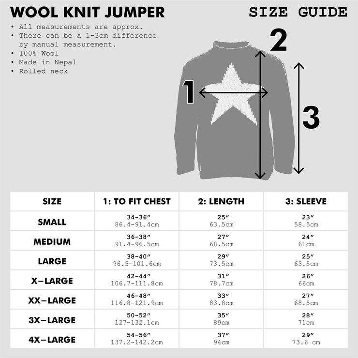 Chunky Wool Knit Star Jumper - Navy & Red