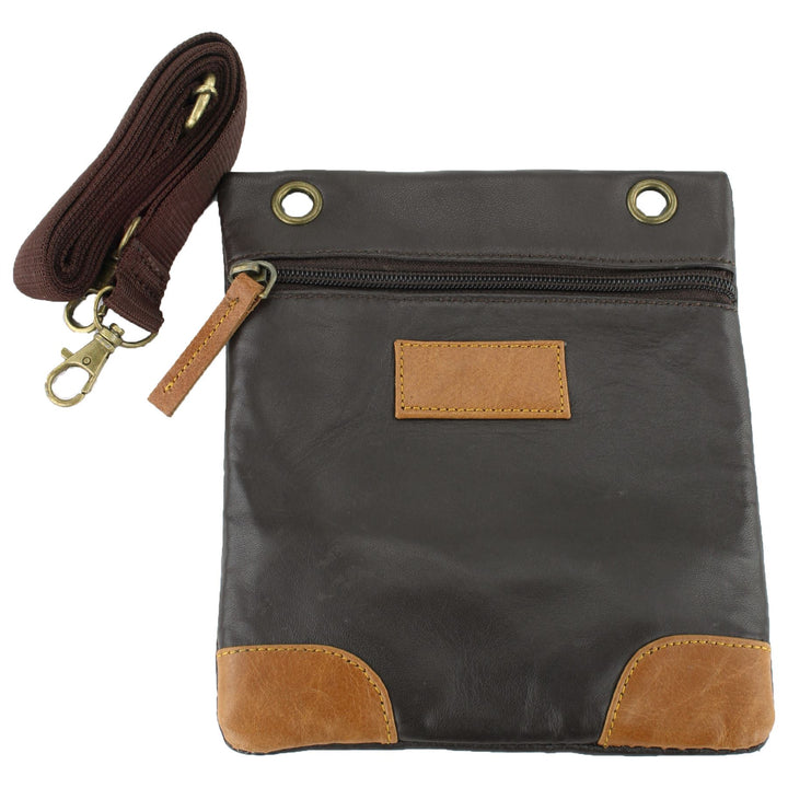 Real Leather Small Cross Body Shoulder Bag - Black