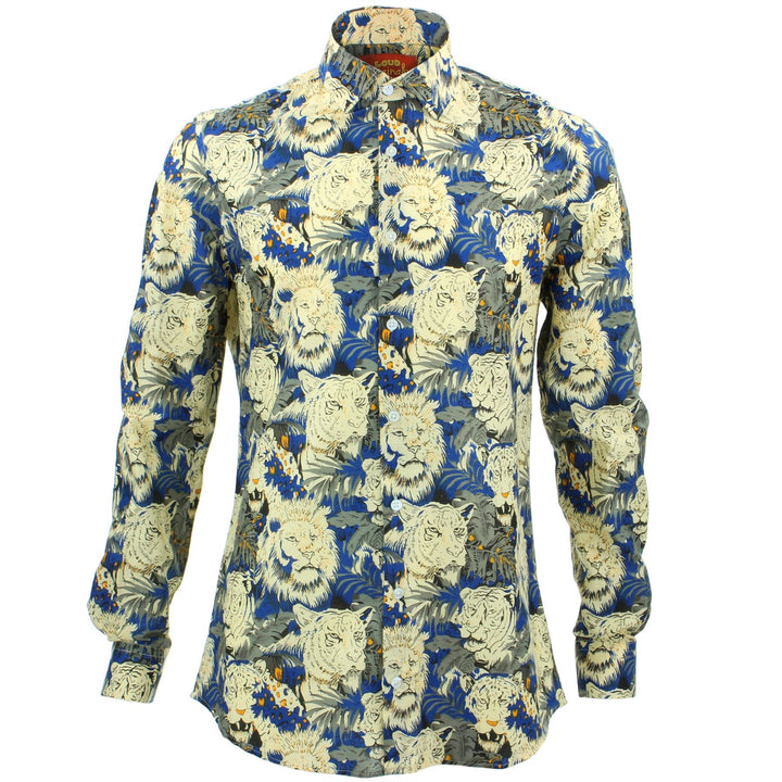 Tailored Fit Long Sleeve Shirt - Lion Tiger Jungle