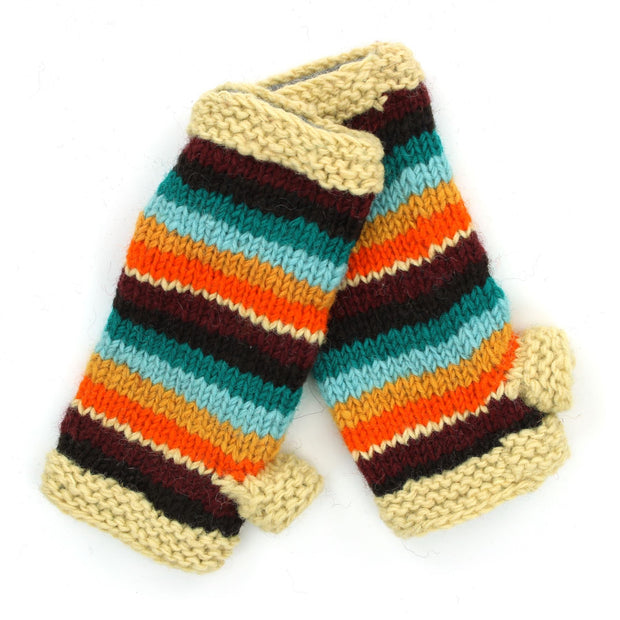 Hand Knitted Wool Arm Warmer - Stripe Retro D