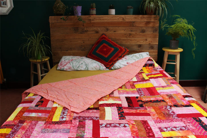 Handmade Quilted Patchwork Batik Printed Bedspread