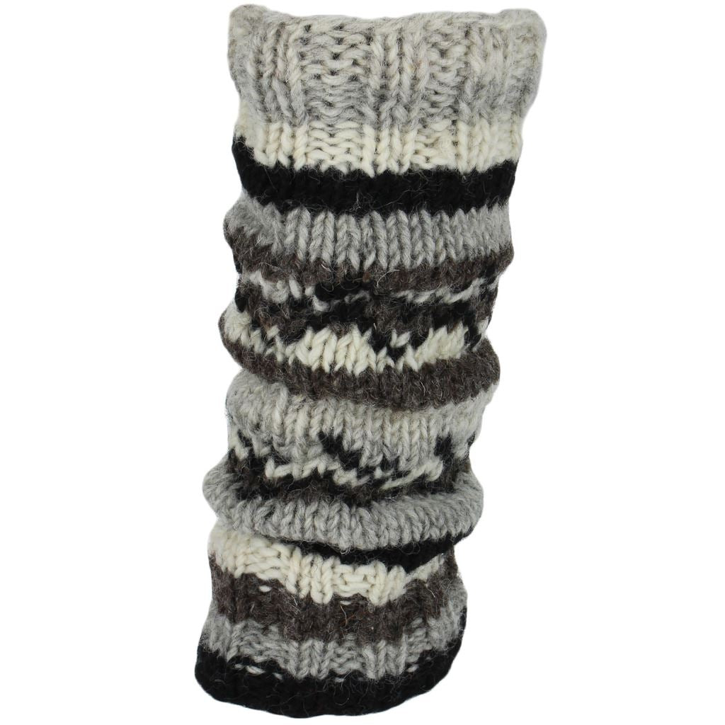 Chunky Wool Knit Leg Warmers - Grey