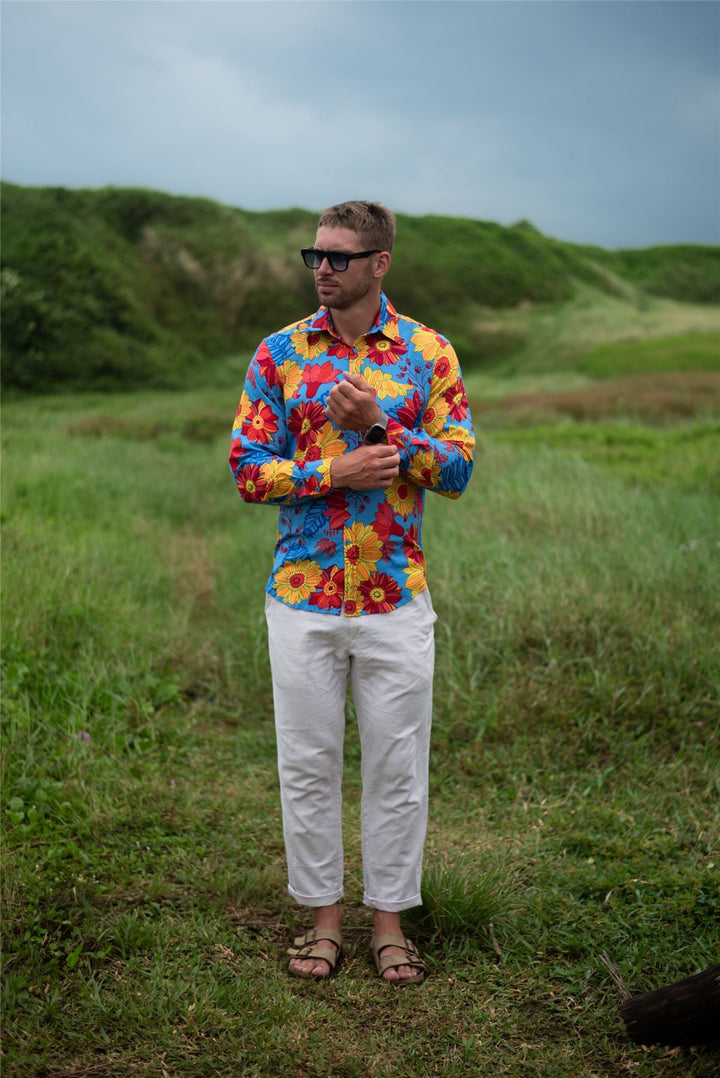 Regular Fit Long Sleeve Shirt - Blue Sky Meadow