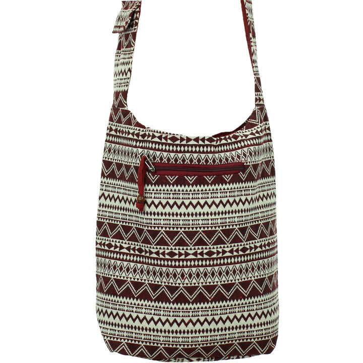 Cotton Canvas Sling Shoulder Bag - Red