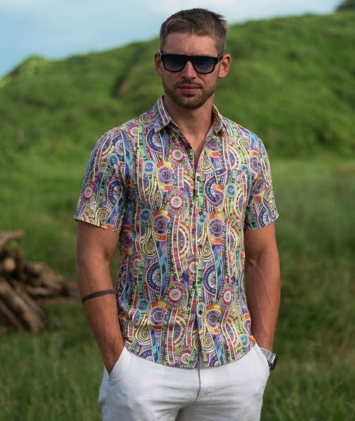 Regular Fit Short Sleeve Shirt - Maze Art