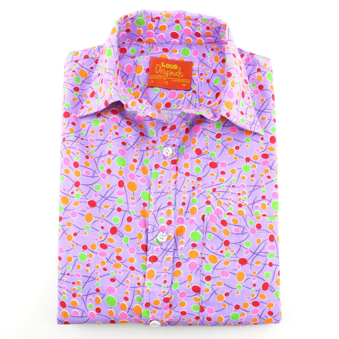 Tailored Fit Short Sleeve Shirt - Lilac Blobs