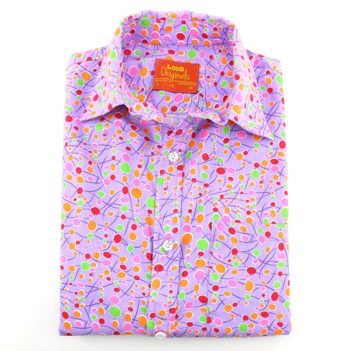 Tailored Fit Short Sleeve Shirt - Lilac Blobs