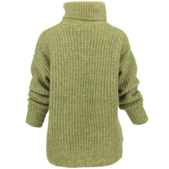 Roll Neck Textured Knit Jumper - Mustard