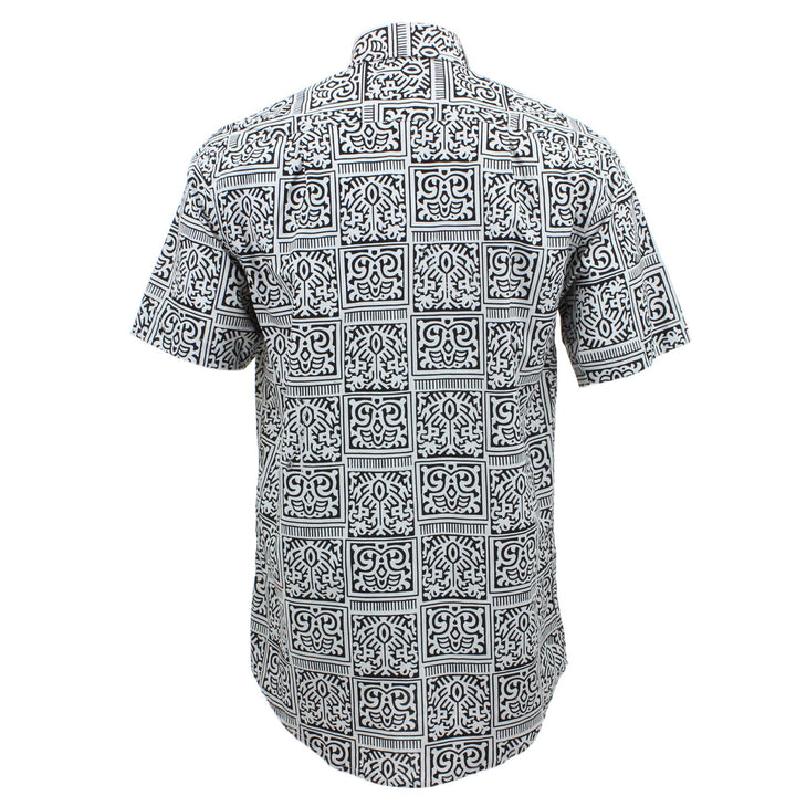 Regular Fit Short Sleeve Shirt - Black & White Tribal