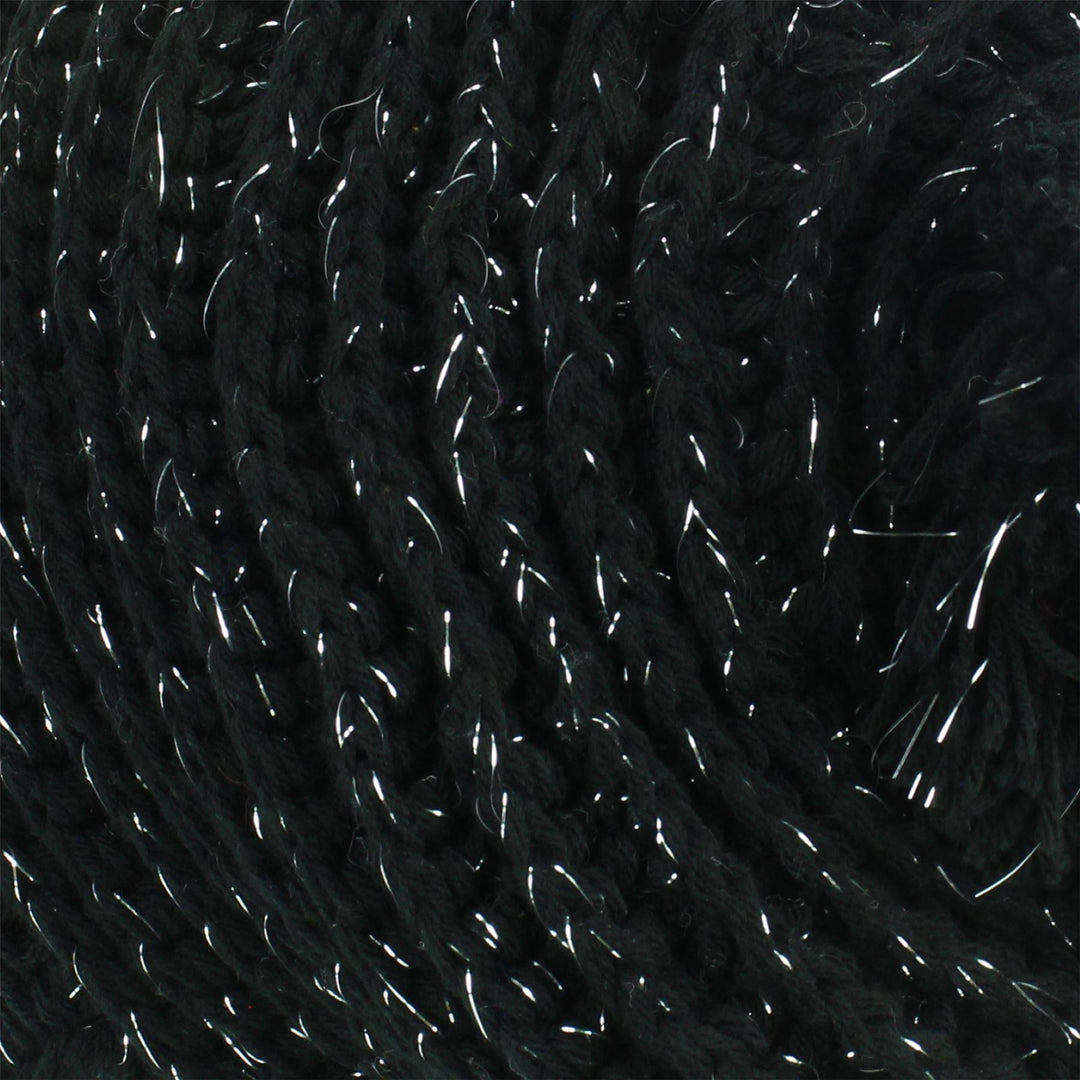 Ribbed Tinsel Bobble Beanie Hat - Black
