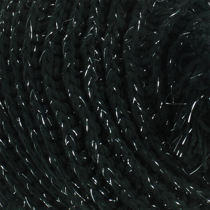 Ribbed Tinsel Bobble Beanie Hat - Black
