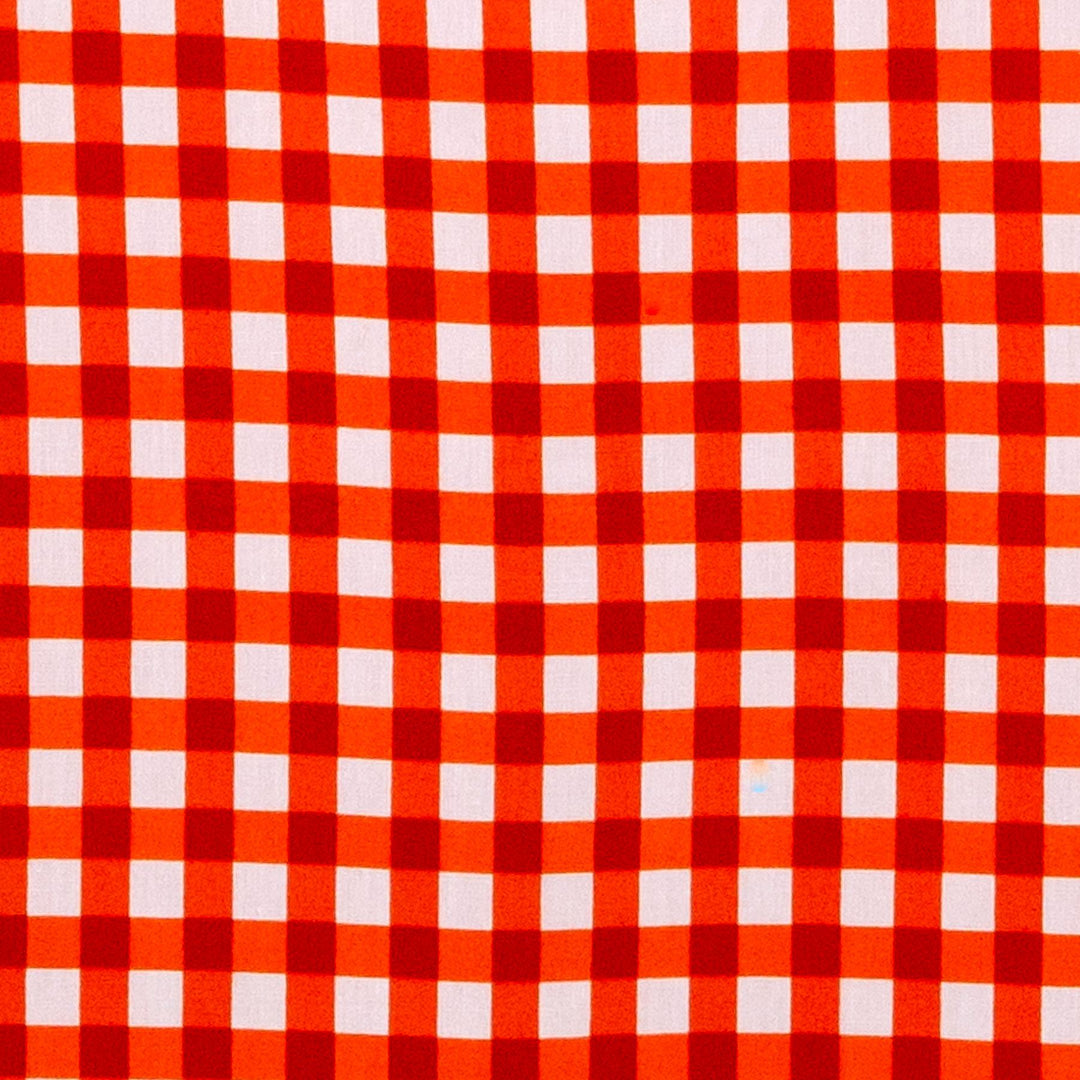 Regular Fit Short Sleeve Shirt - Gingham Check - Orange