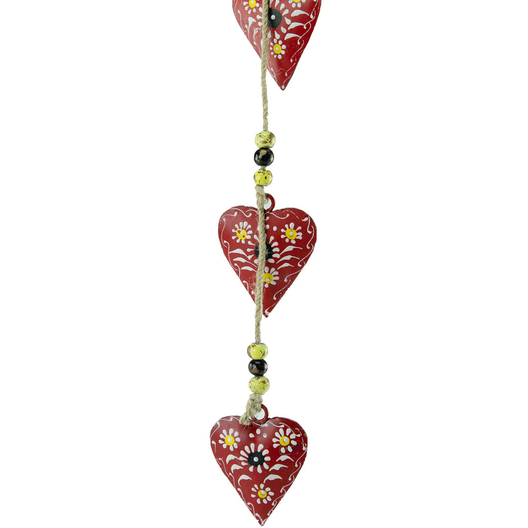 Hanging Mobile Decoration String of Hearts - Red - Sand String