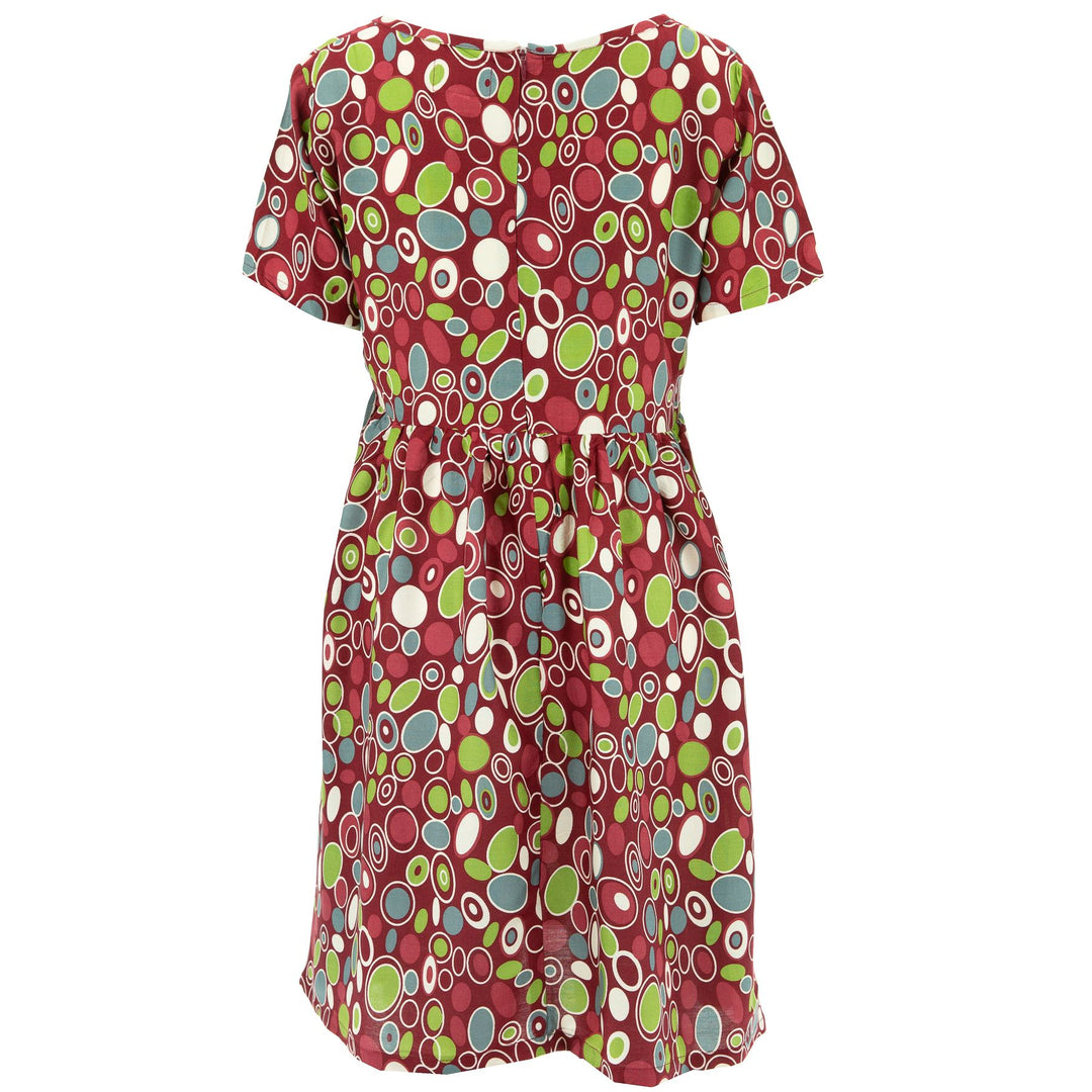 Empire Line Tea Dress - 60s Circles Red