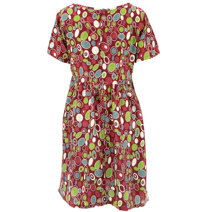 Empire Line Tea Dress - 60s Circles Red