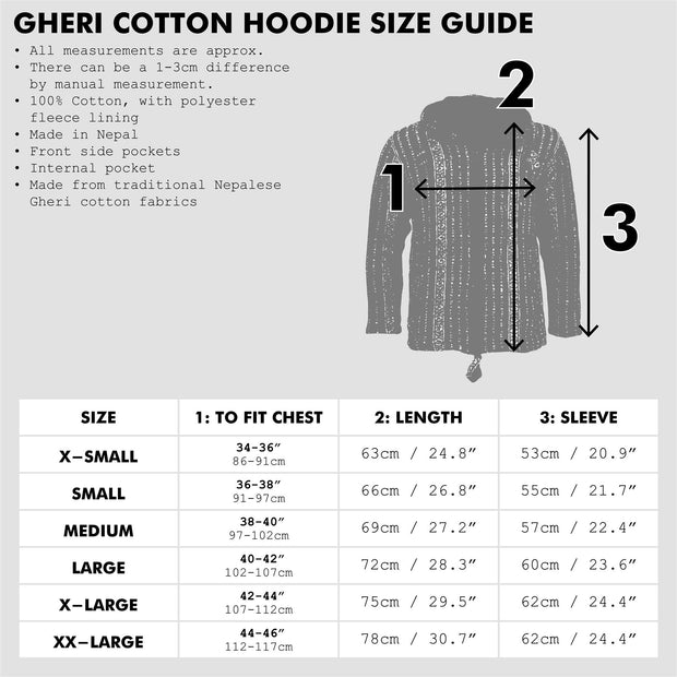 Brushed Gheri Cotton Hoodie Fleece Lined - Mexican Diamond