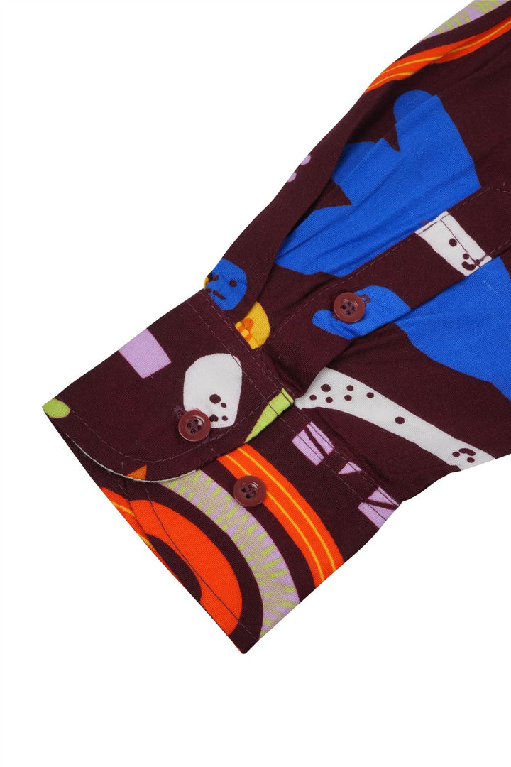 Regular Fit Long Sleeve Shirt - Cosmic Pop Maroon