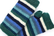 Hand Knitted Wool Arm Warmer - Stripe Blue