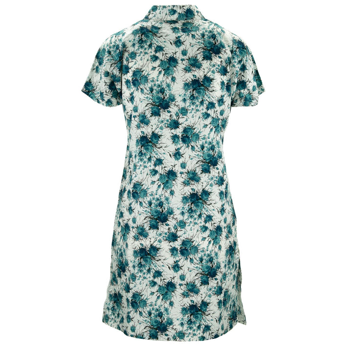 Mandarin Mini Dress - Rose Bunch Teal