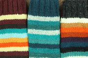 Hand Knitted Wool Leg Warmers - Stripe Teal
