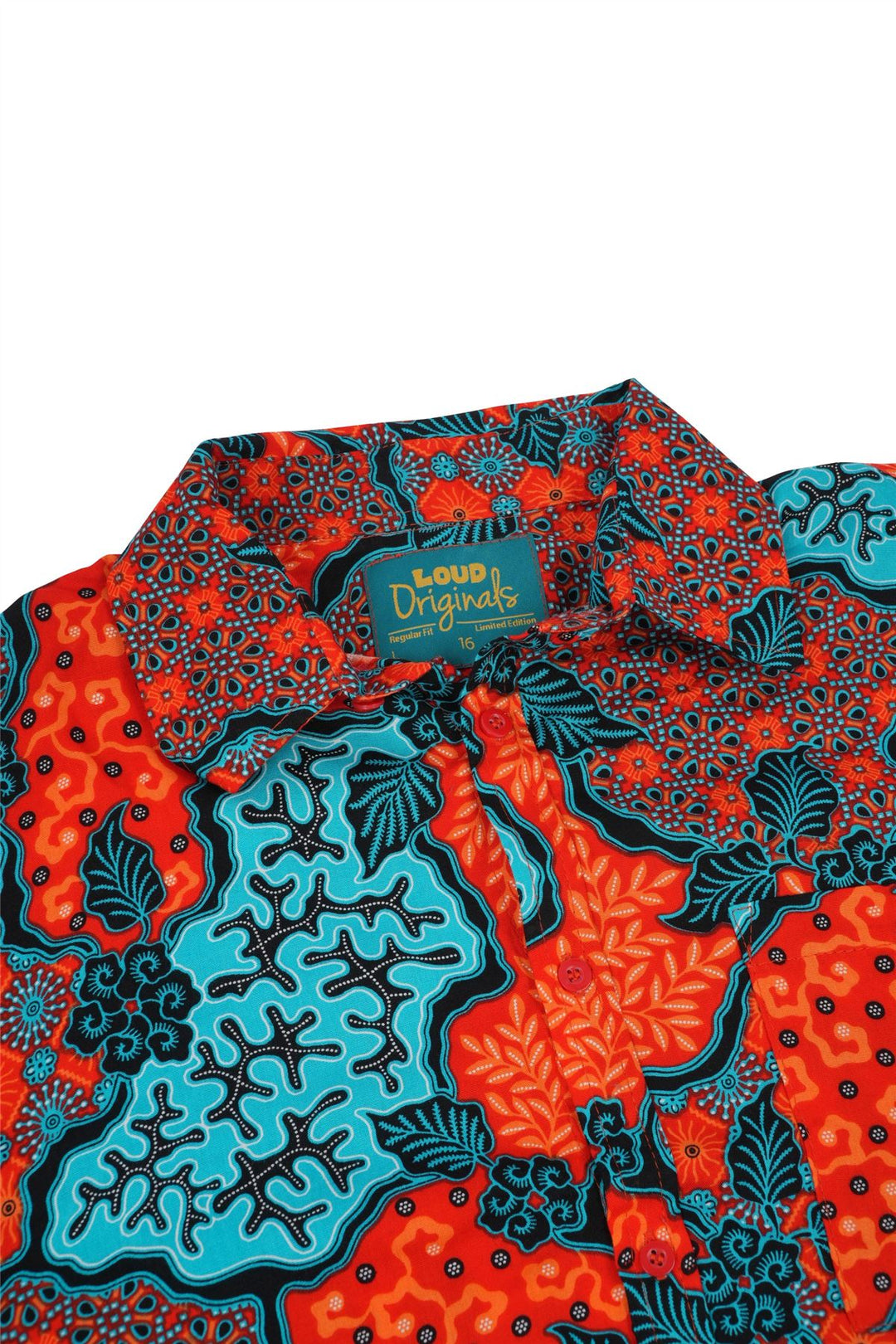 Regular Fit Short Sleeve Shirt - Coral Batik Mosaic
