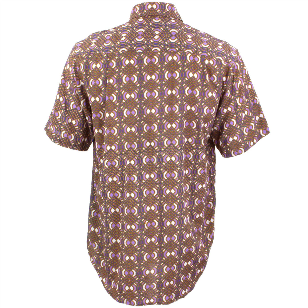 Regular Fit Short Sleeve Shirt - Brown & Purple Abstract