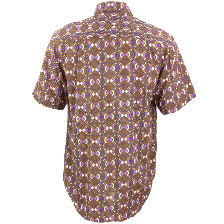 Regular Fit Short Sleeve Shirt - Brown & Purple Abstract