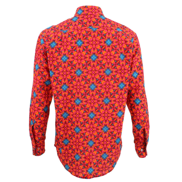 Regular Fit Long Sleeve Shirt - Bright Red Abstract
