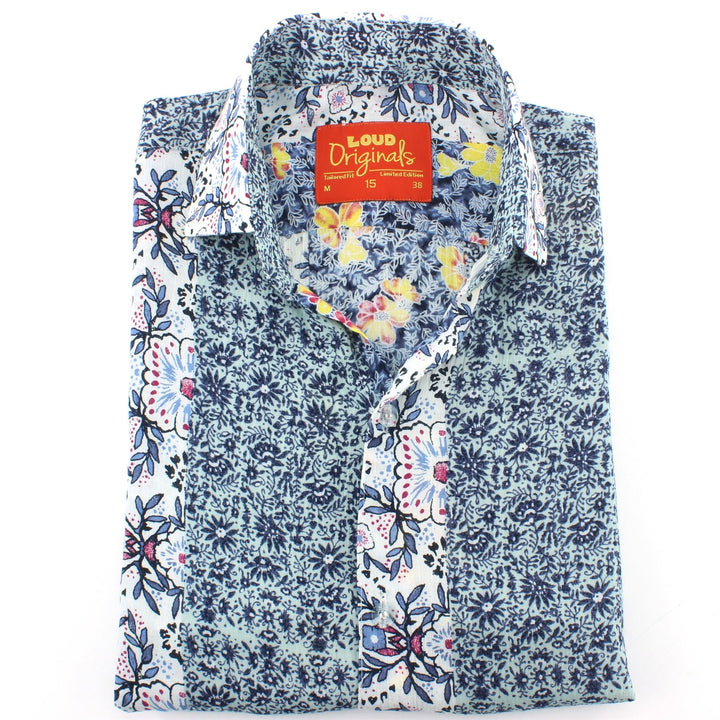 Tailored Fit Short Sleeve Shirt - Floral Stripe