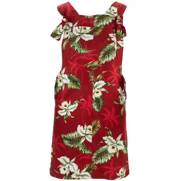 Chic Tea Shift Dungaree Dress - Tropical Red