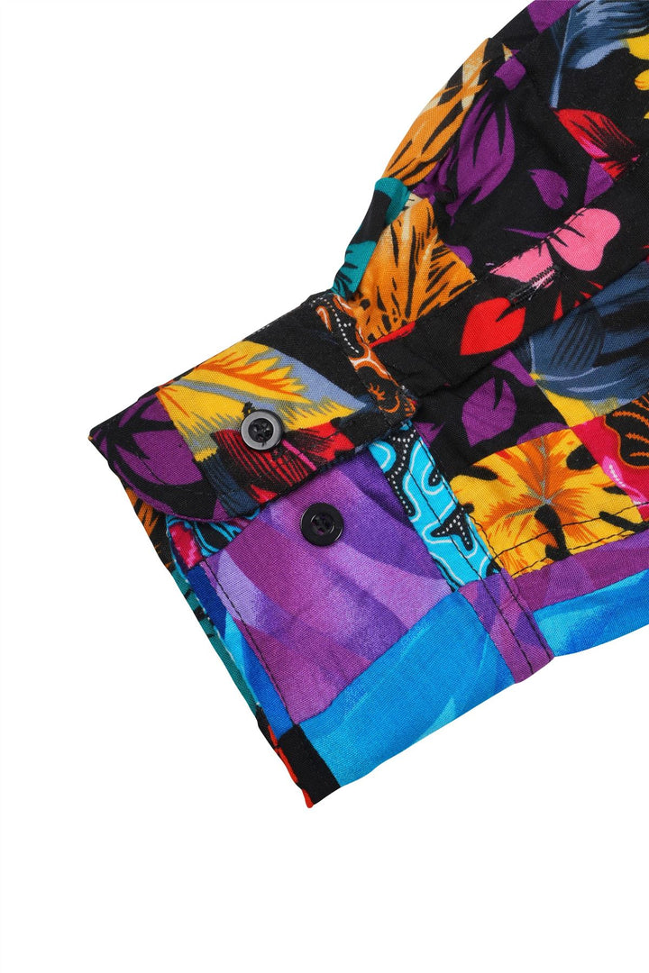 Regular Fit Long Sleeve Shirt - Paradise Patchwork Small