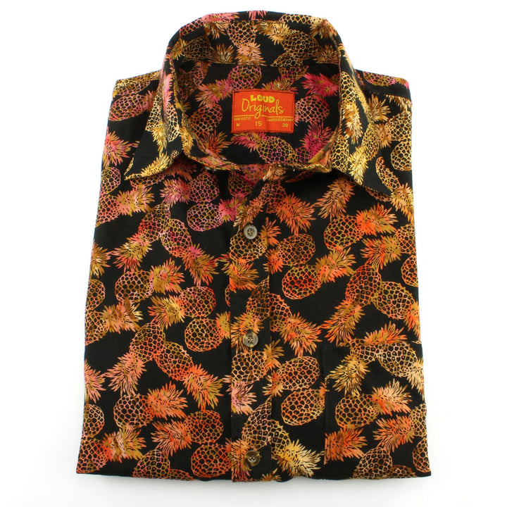 Tailored Fit Short Sleeve Shirt - Orange Pineapples
