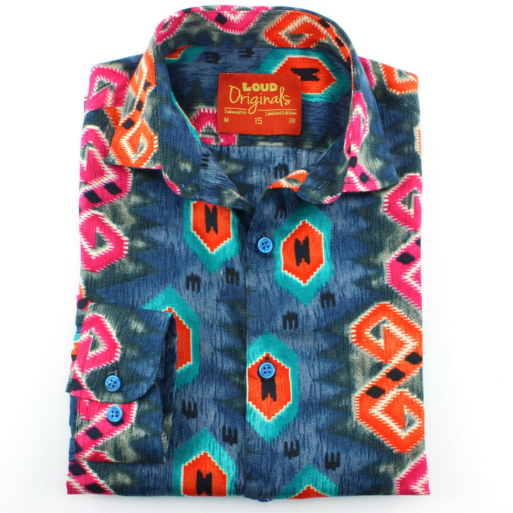 Slim Fit Long Sleeve Shirt - Wild West Herringbone