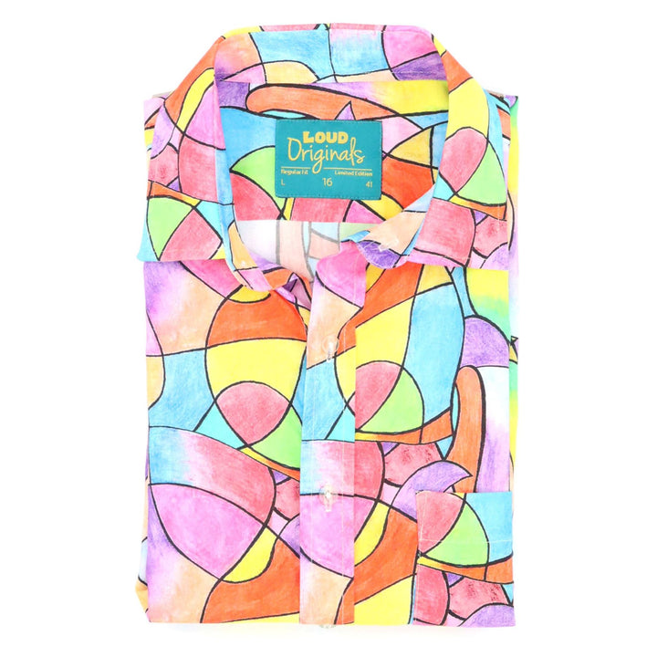 Regular Fit Short Sleeve Shirt - Stained Glass Doodle