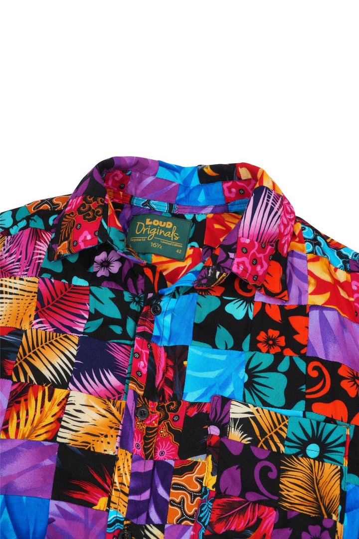 Regular Fit Short Sleeve Shirt - Paradise Patchwork Small