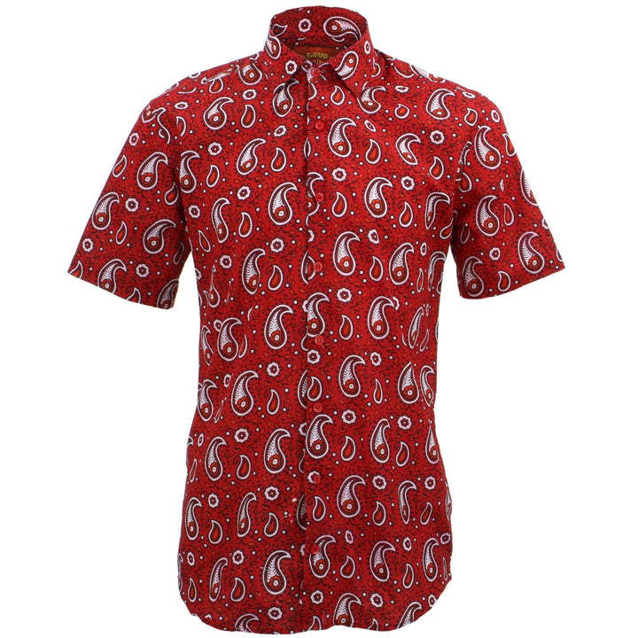 Tailored Fit Short Sleeve Shirt - Block Print - Paisley