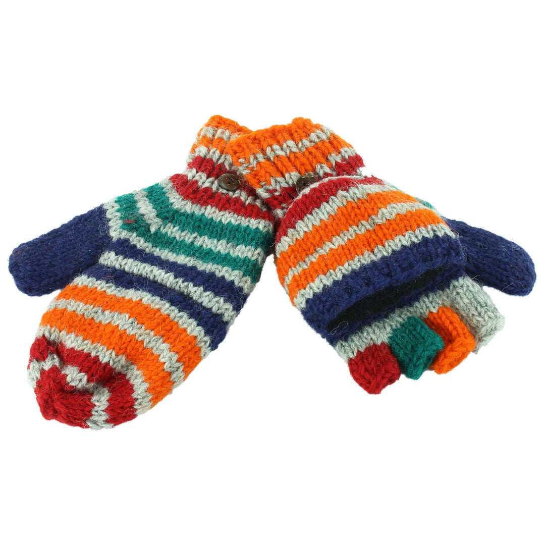Wool Knit Shooter Gloves - Stripe Green