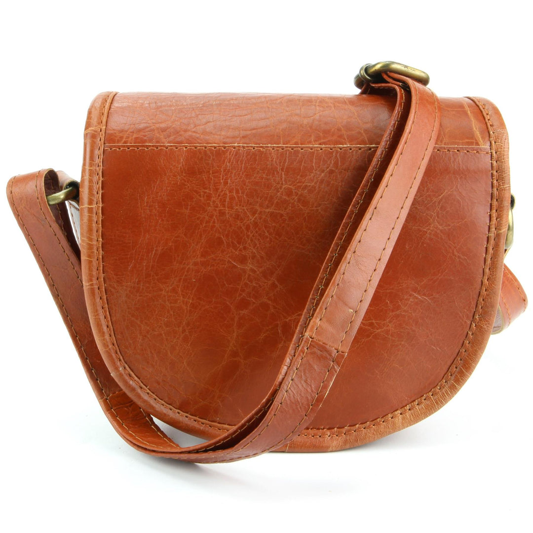 Real Leather Small Handbag - Light Brown