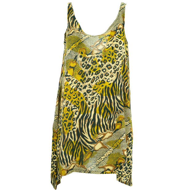 Floaty Asymmetrical Summer Dress  - Jungle Menagerie Gold