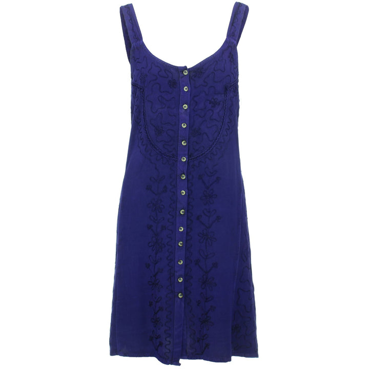 Strappy Mid Button Dress - Purple