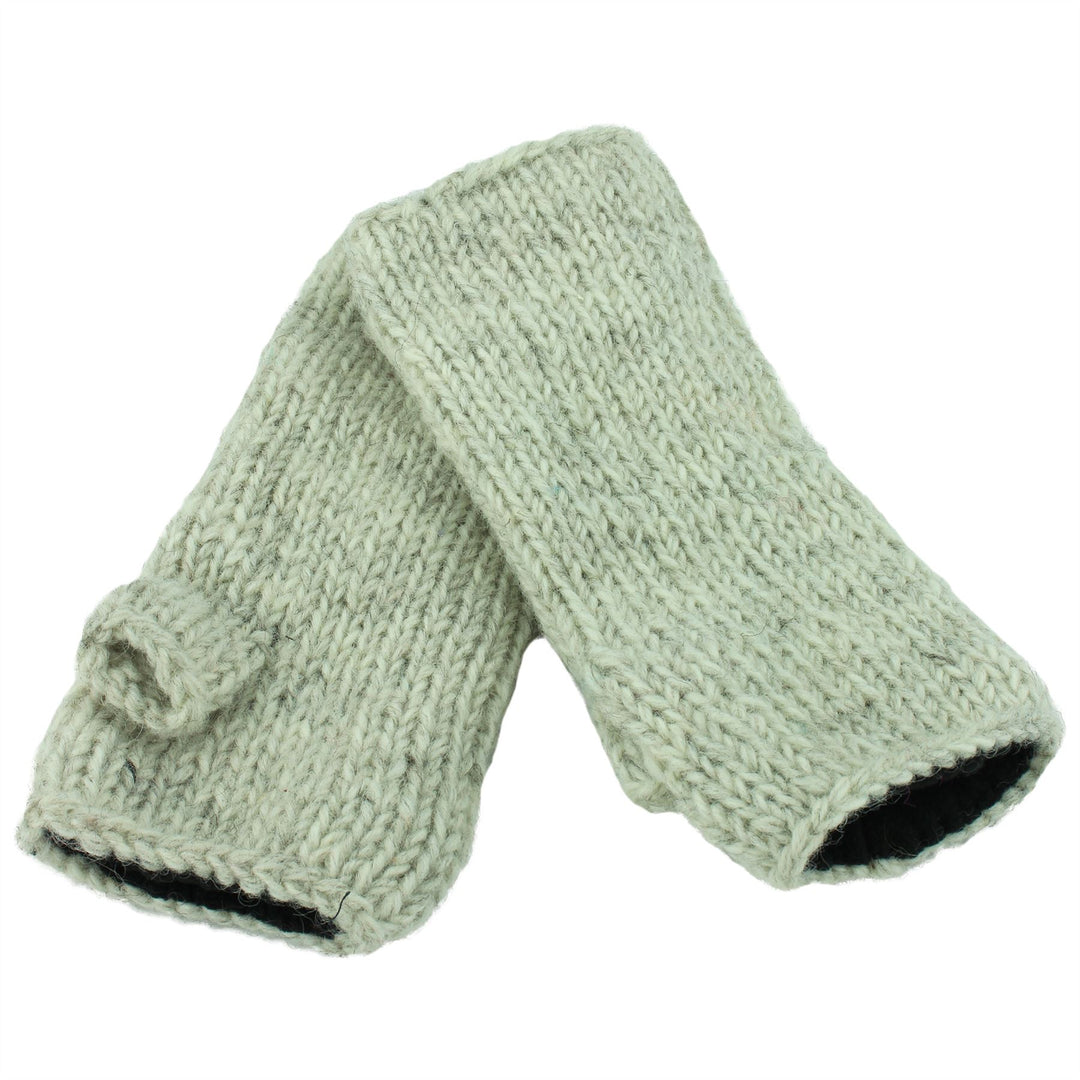 Wool Knit Arm Warmer - Plain - Light Grey