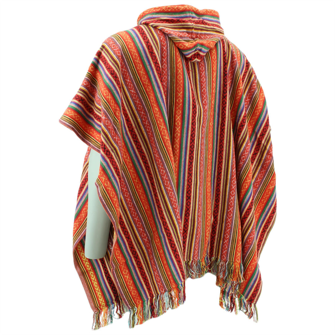 Brushed Cotton Hooded Poncho - Blood Orange