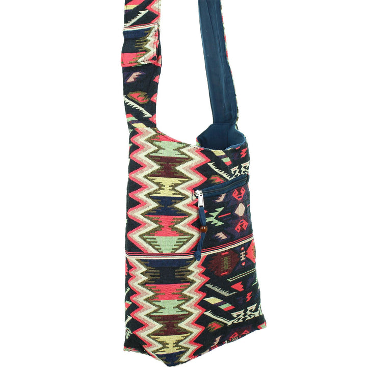 Cotton Canvas Sling Shoulder Bag - Purple Pink