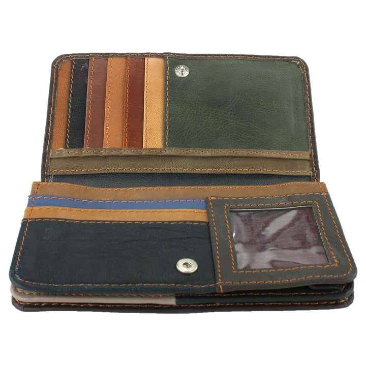 Real Leather Colourful Purse Wallet - Brown