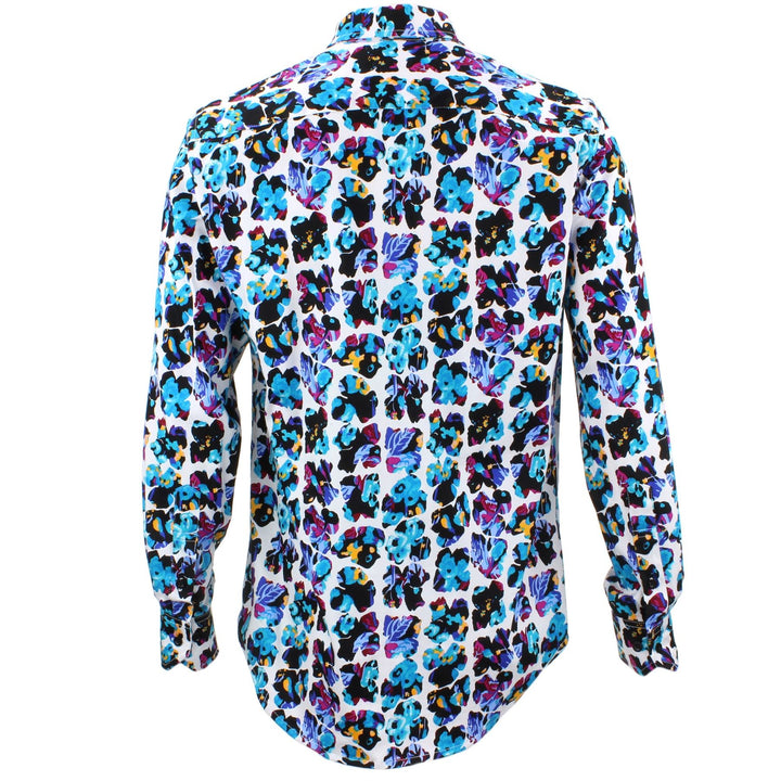 Tailored Fit Long Sleeve Shirt - Abstract Floral Windows Blue