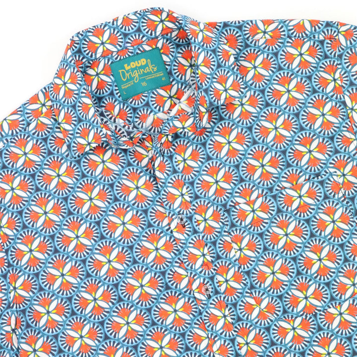Regular Fit Short Sleeve Shirt - Blue Kaleidoscope