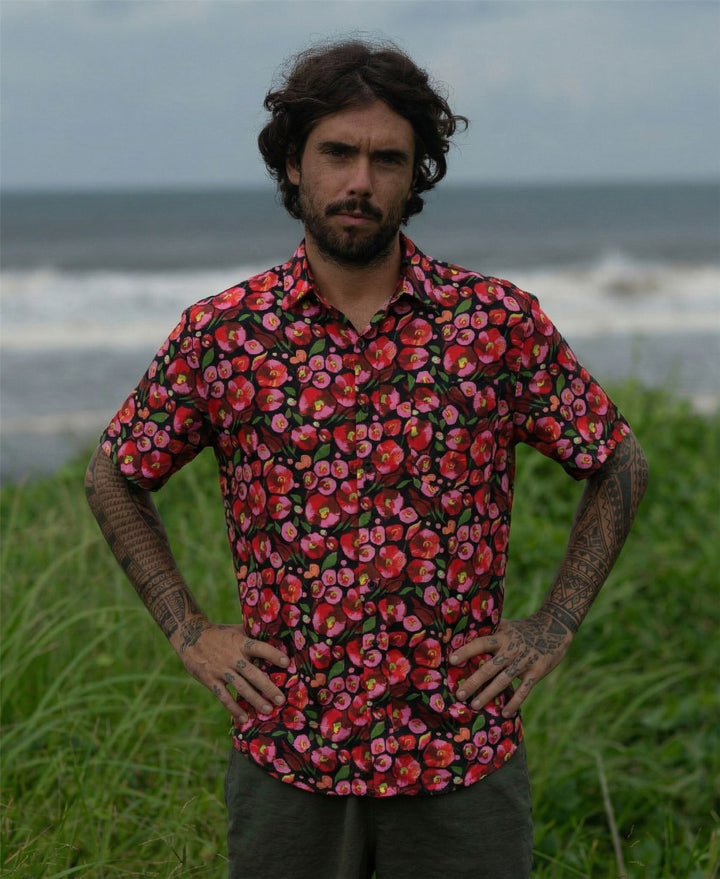 Regular Fit Short Sleeve Shirt - Scarlet Bloom