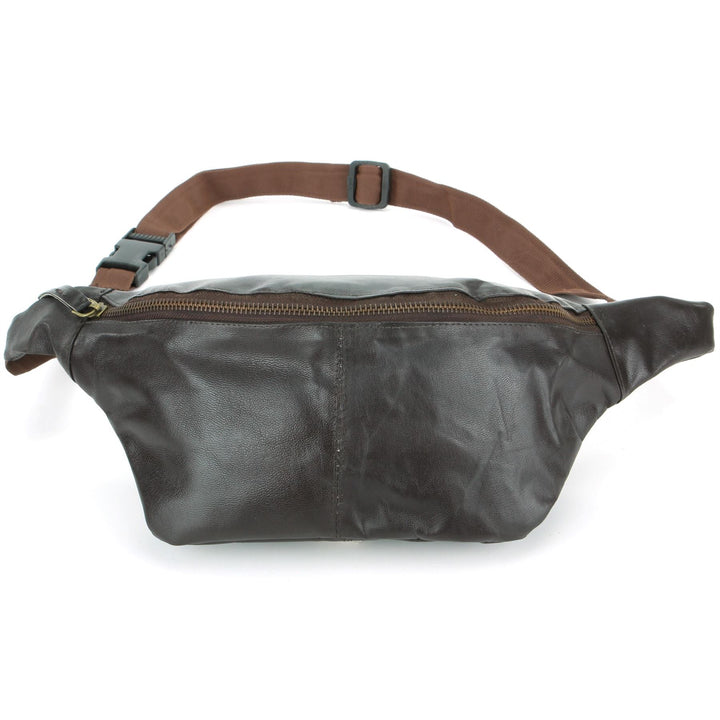 Real Leather Bum Bag Money Belt - Brown
