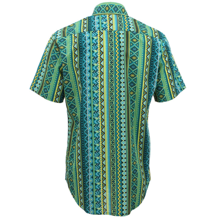 Tailored Fit Short Sleeve Shirt - Green Aztec